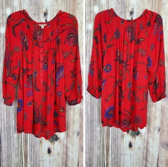 Lucky Brand Londynn Printed Peasant Blouse - Picture 8 of 8